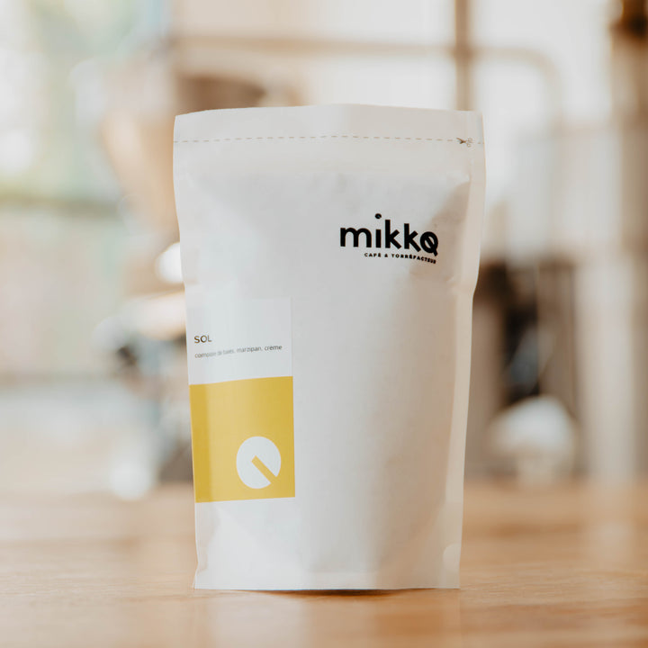 Retail bag of medium roast SOL blend specialty coffee Mikko roastery